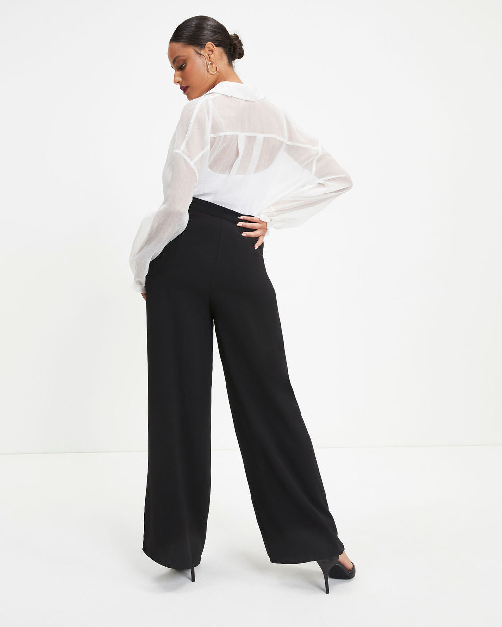 Oh Hey Lucy Organza Button Down Top - White