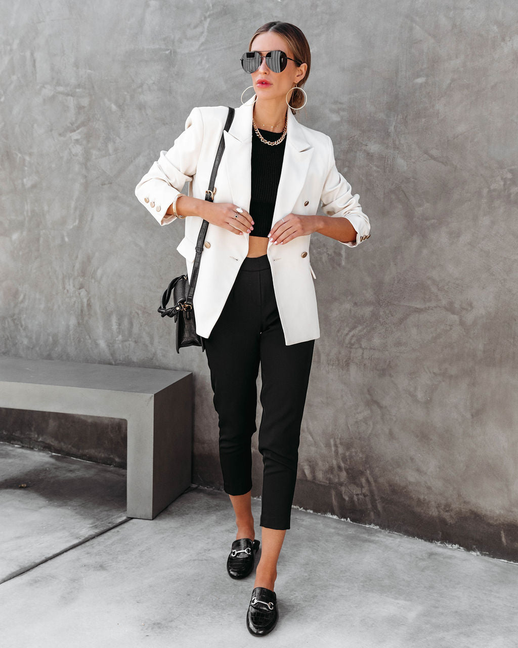 Portia Pocketed Blazer - Cream