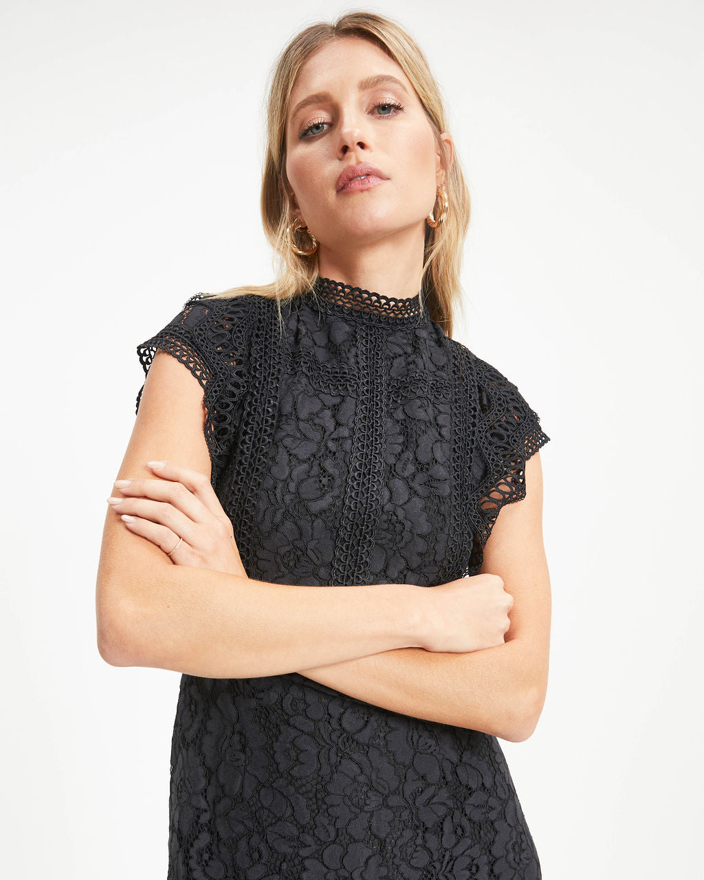 Never Impossible Crochet Lace Midi Dress - Black