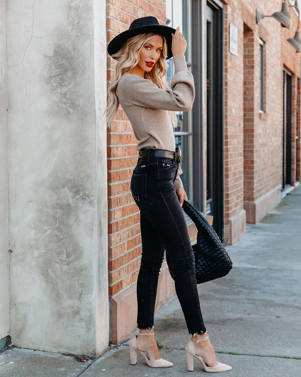 Abbey Drape Knit Sweater - Coffee