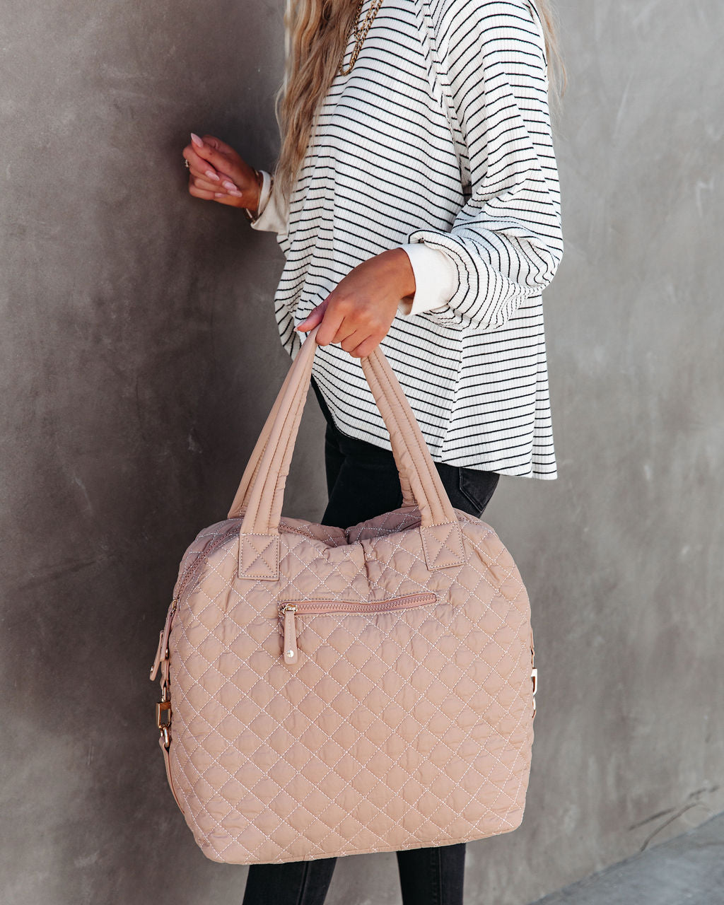 Wanderlust Quilted Weekender Bag - Nude