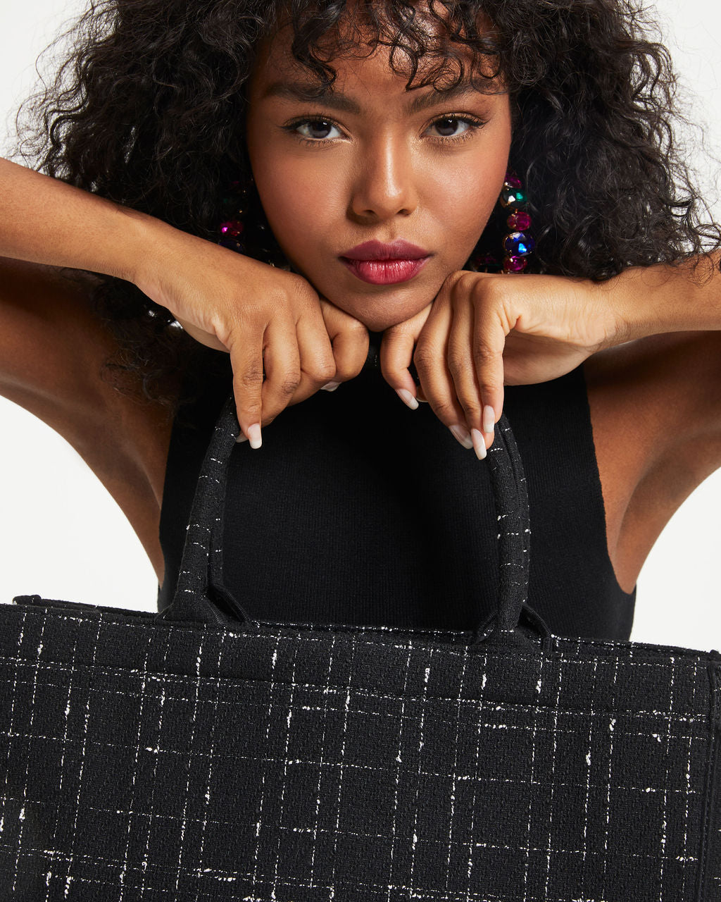 Bonjour Coco Tweed Tote - Black