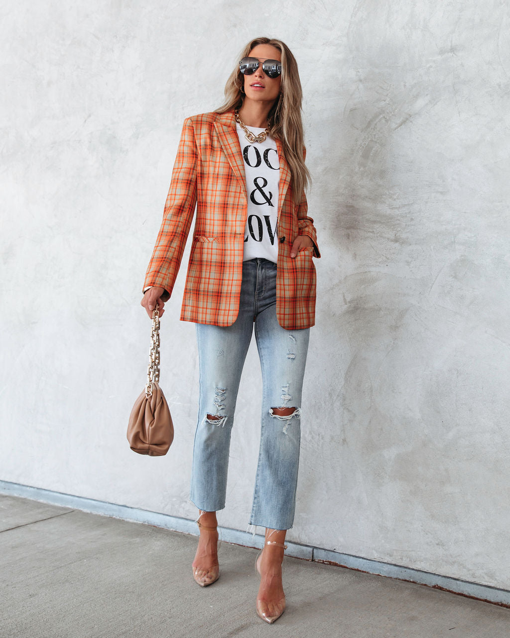 Making Headlines Plaid Pocketed Blazer - SALE
