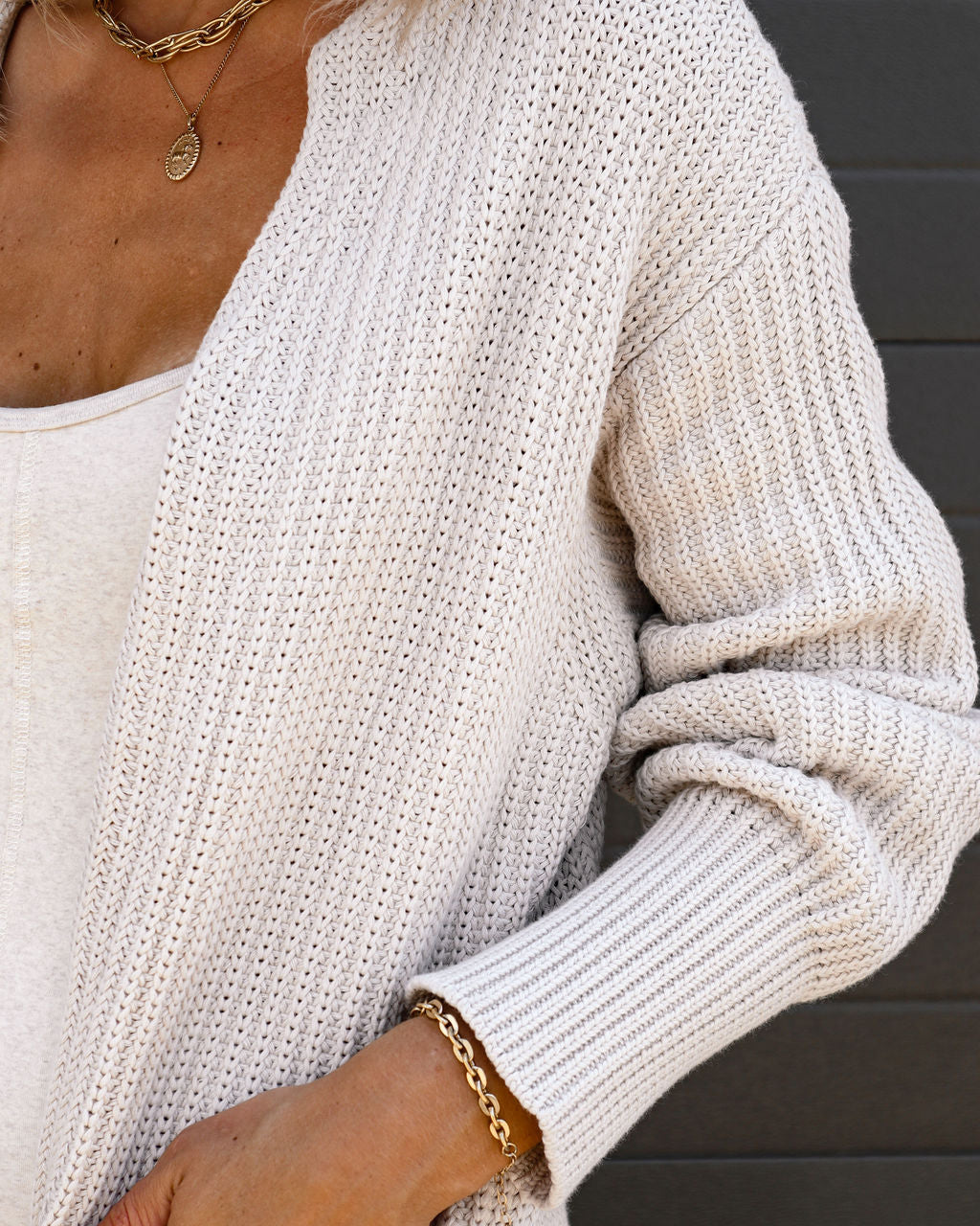 Sinclaire Cotton Pocketed Cardigan - Oatmeal - SALE