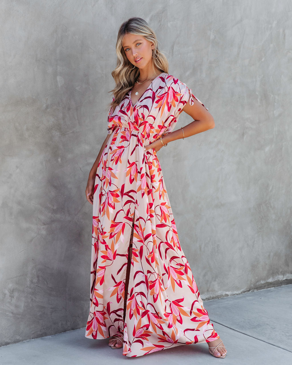Callie Satin Floral Print Maxi Dress - SALE