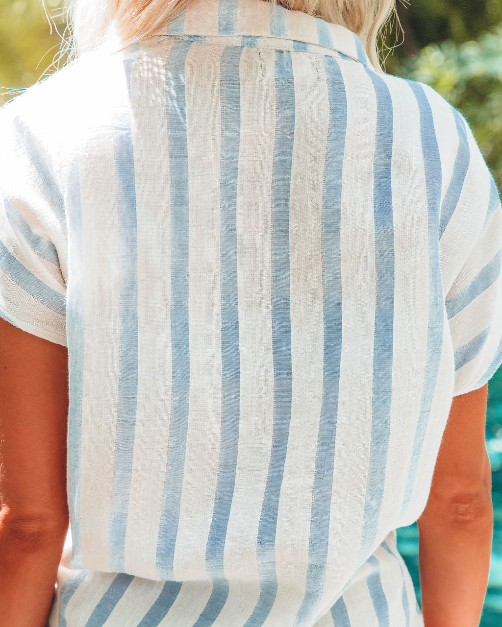 Hayzel Striped Button Down Cover-Up Dress - Denim Blue - FINAL SALE