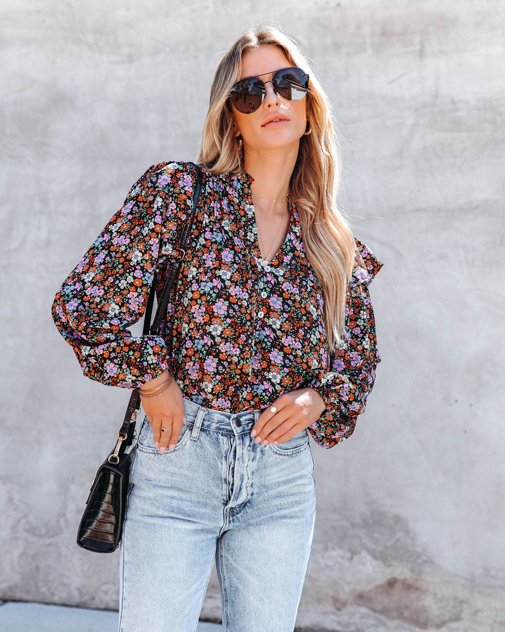 Groundbreaking Moment Floral Ruffle Top