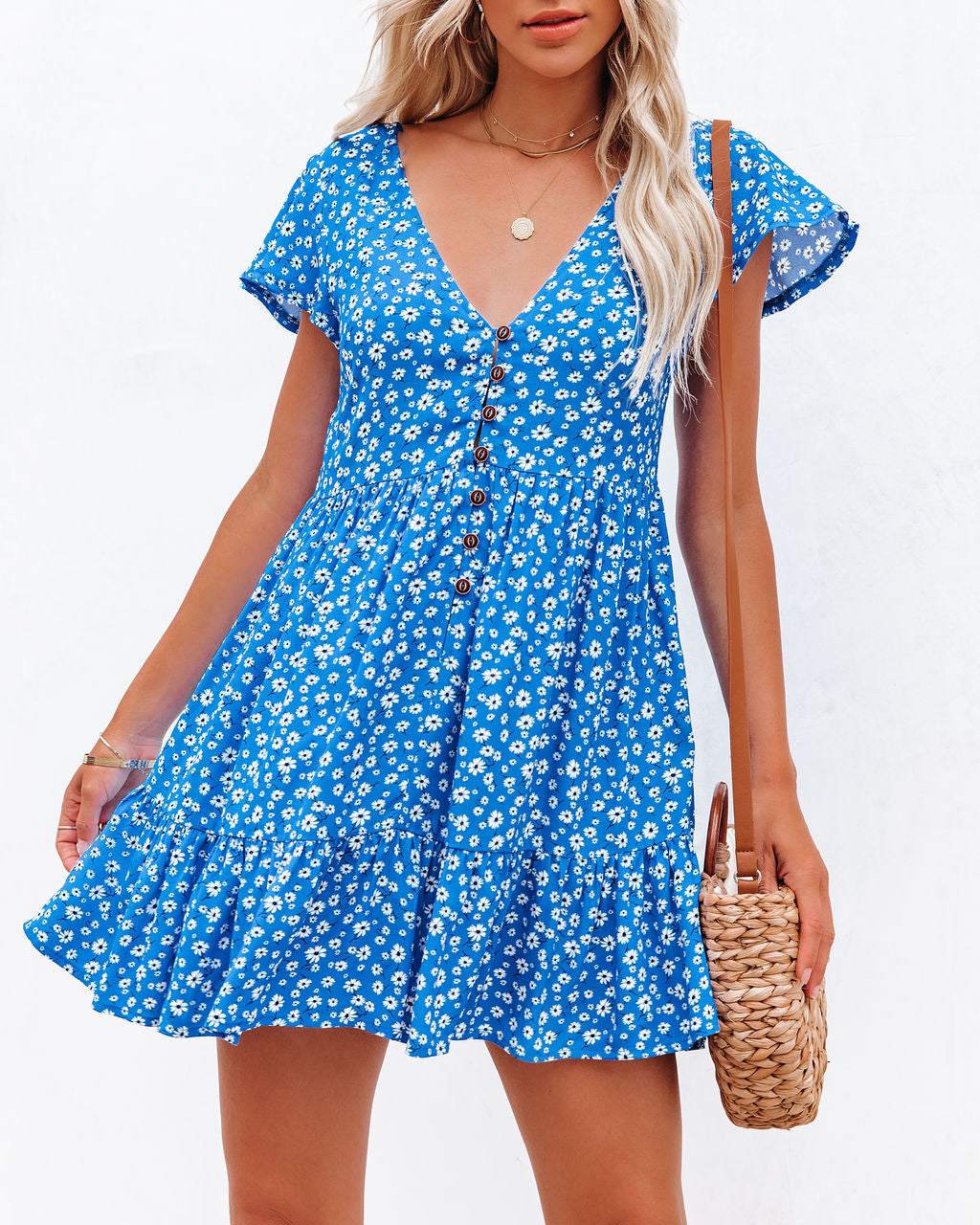 Dive Deep Button Down Babydoll Dress - FINAL SALE