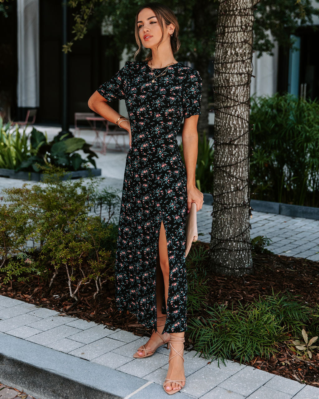 Dream On Floral Slit Maxi Dress