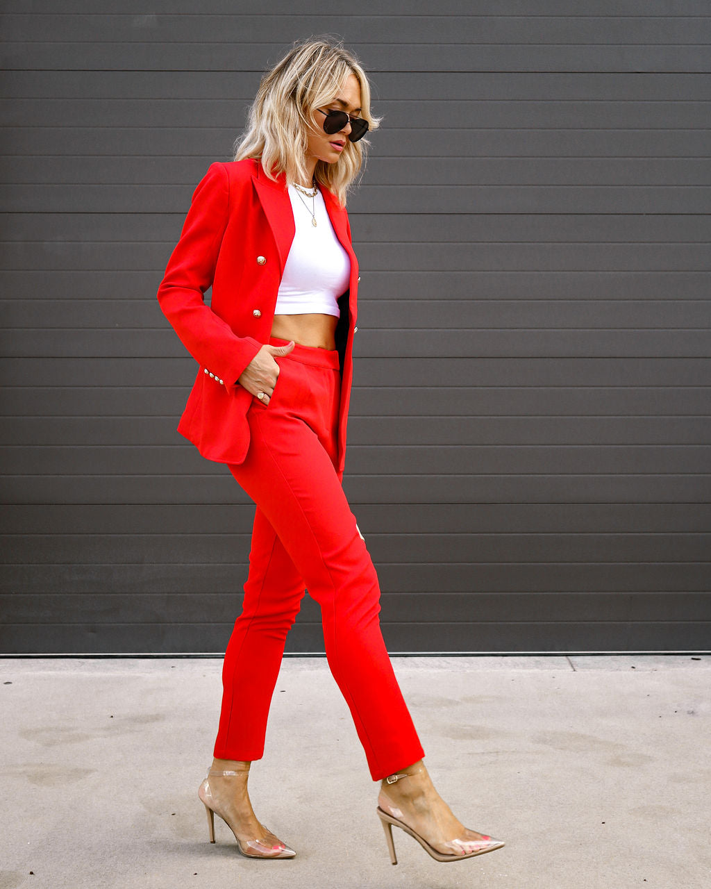 Making Boss Moves Pocketed Blazer - Red