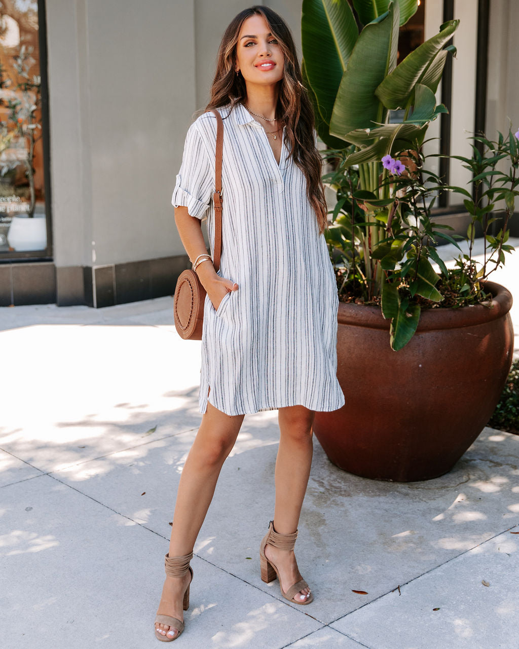 Baja Sur Pocketed Shirt Dress - FINAL SALE