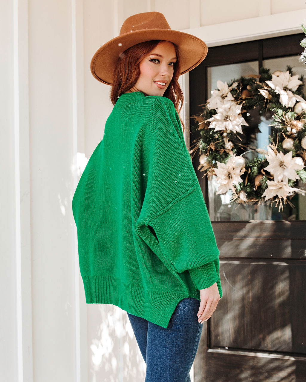 Elouise Knit Oversized Pullover Sweater - Green
