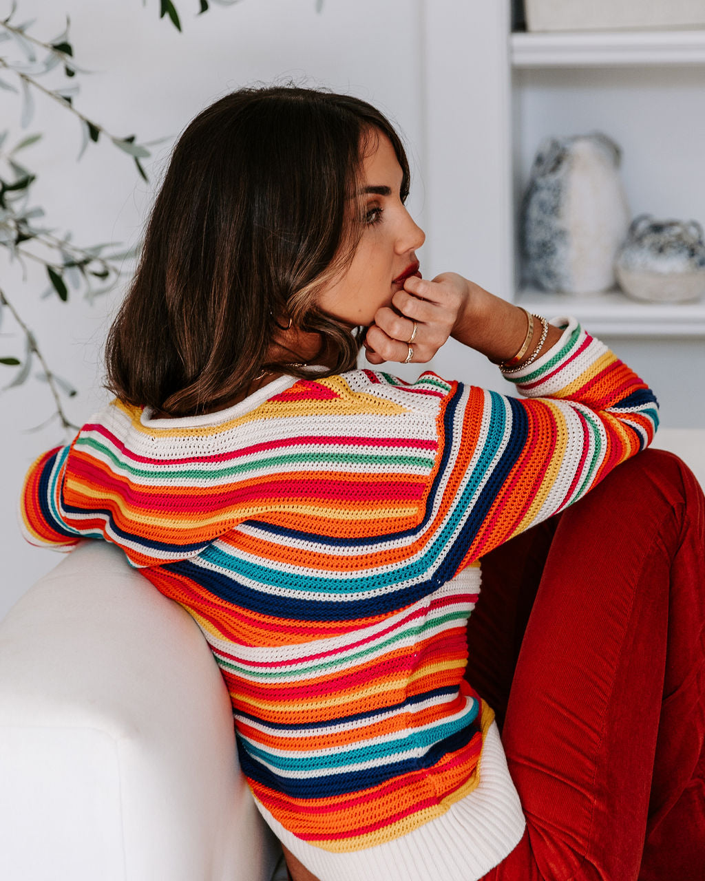 Think Bold Striped Knit Pullover Sweater