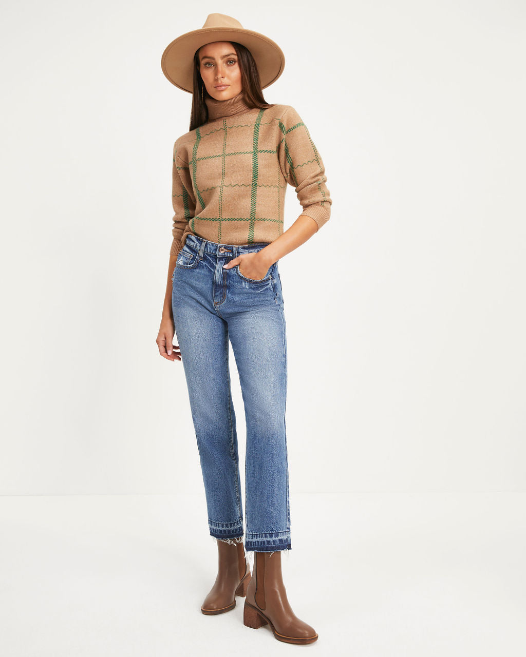 Hot Cocoa Dates Knit Turtleneck Pullover Sweater- Latte