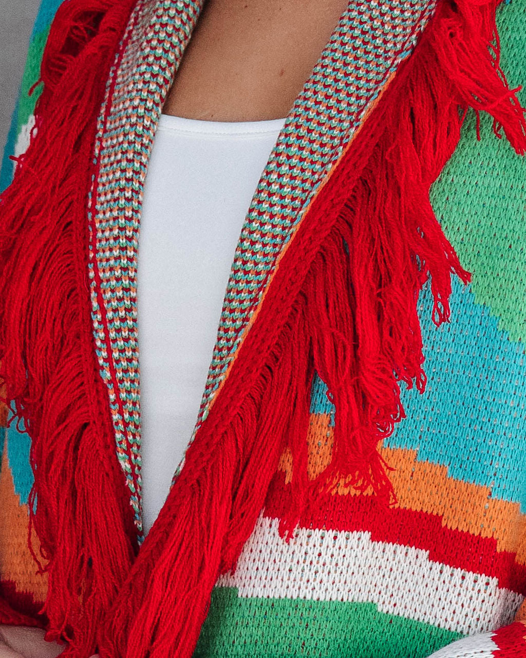 Let The Good Times Roll Knit Fringe Cardigan - Multi