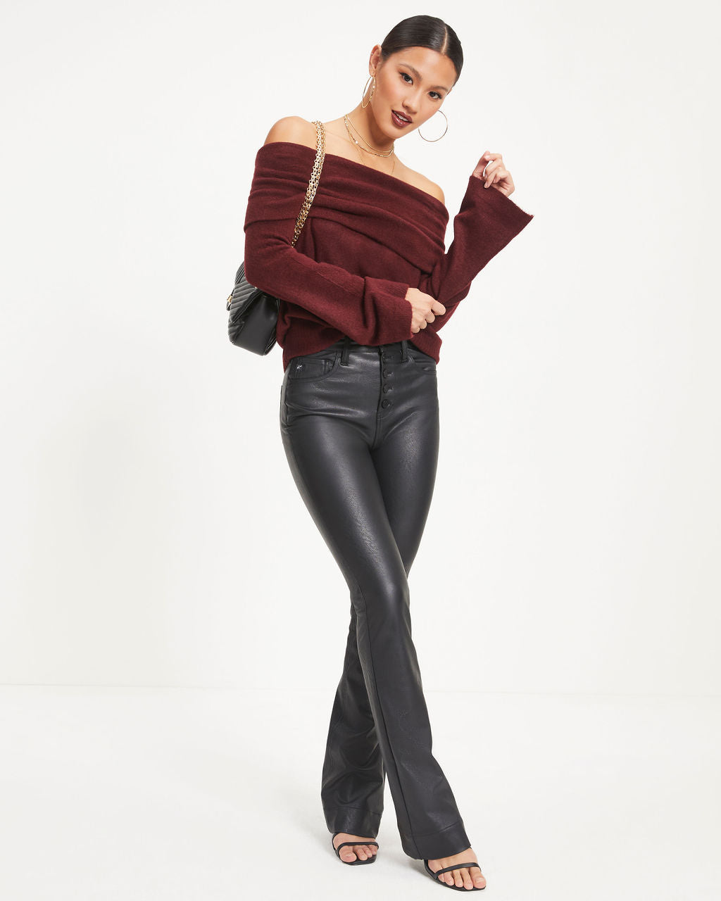 Dreamworld Off The Shoulder Pullover Sweater - Chocolate