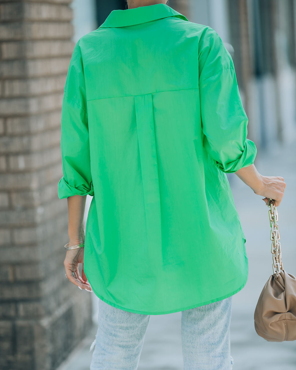 La Brisa Button Up Cotton Top - Kelly Green - SALE