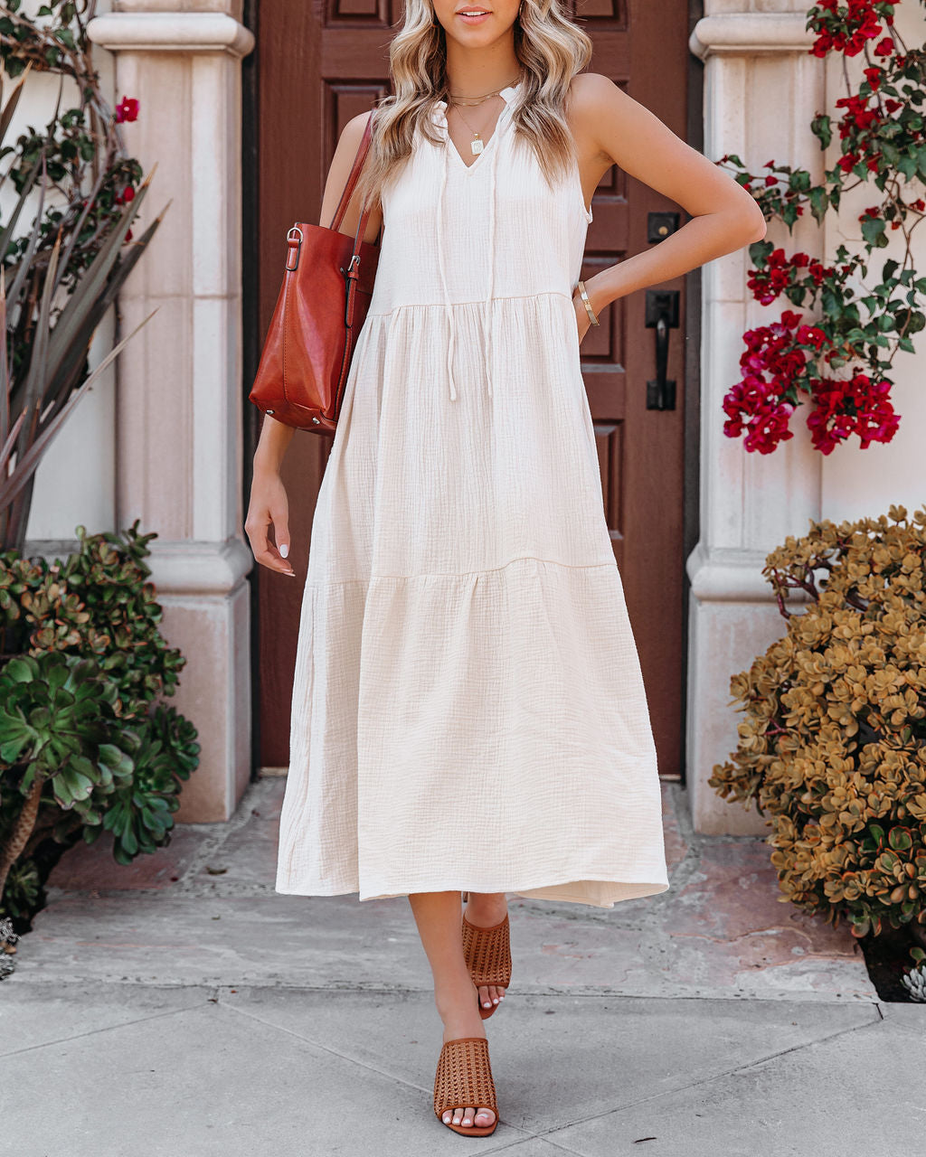 Braxton Cotton Pocketed Tiered Midi Dress - FINAL SALE