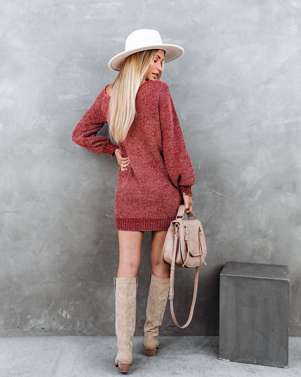 Obsessed With Me Chenille Off The Shoulder Mini Dress - Rust