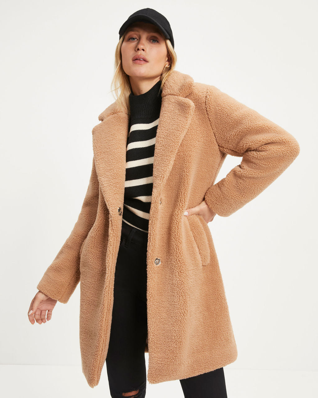 Mountain View Pocketed Teddy Coat - Camel