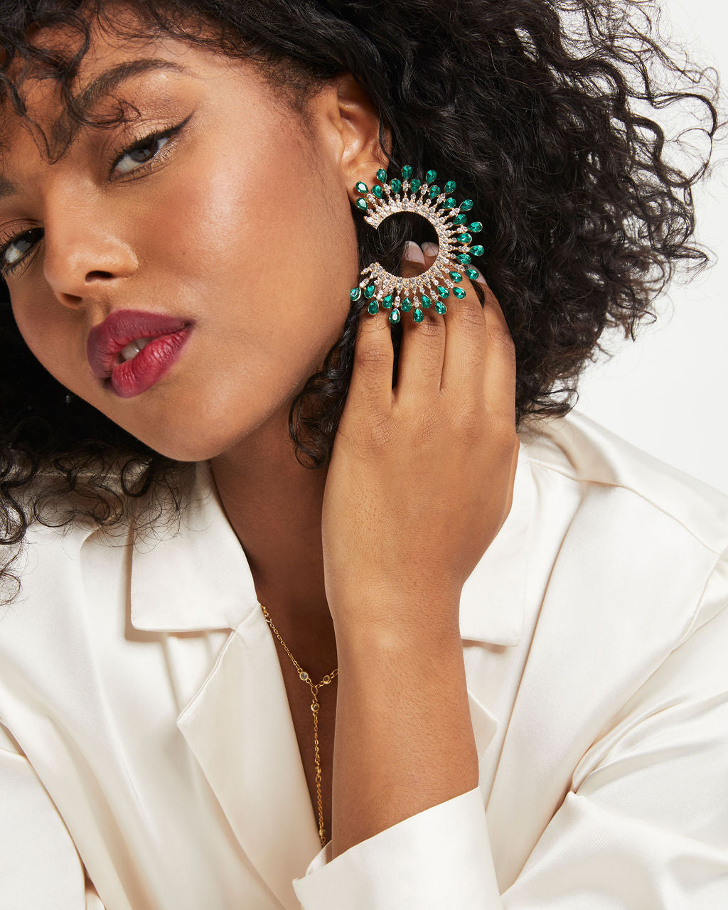 Ever Mine Crystal Burst Earrings - Emerald