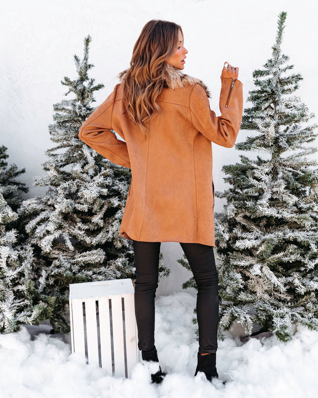 Felicity Faux Fur Pocketed Jacket - Camel