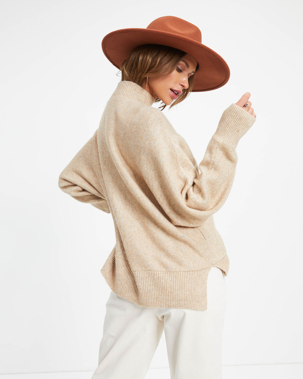 Susana Mock Neck Pullover Sweater - Oatmeal