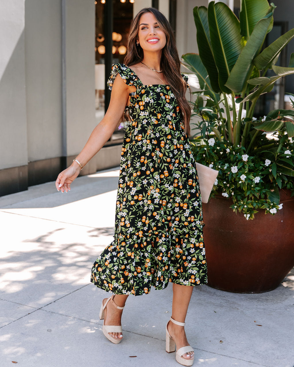 Orchard Ruffle Midi Dress - SALE