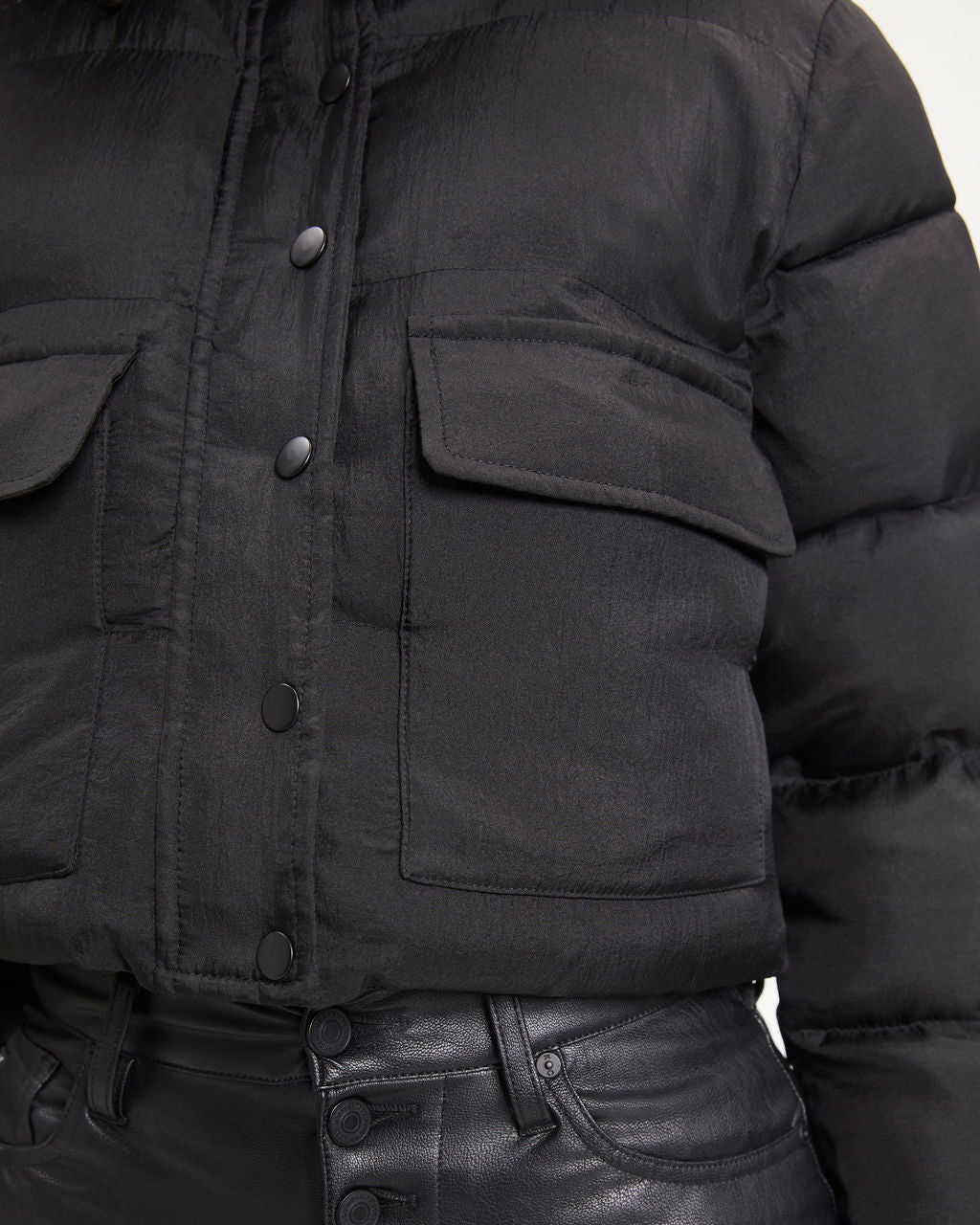 Below Zero Pocketed Puff Jacket - Black