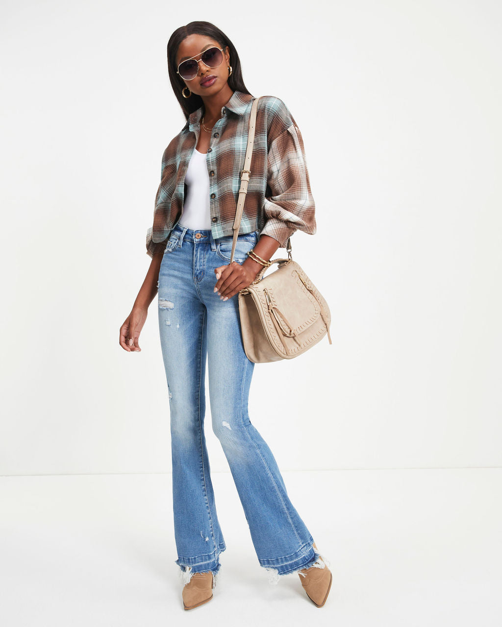 Albert Plaid Button Down Top