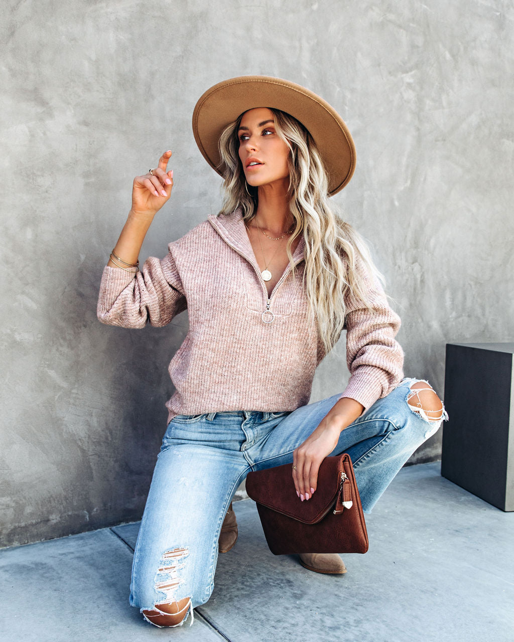 Aiden Half Zip Pullover Sweater - Oatmeal - SALE