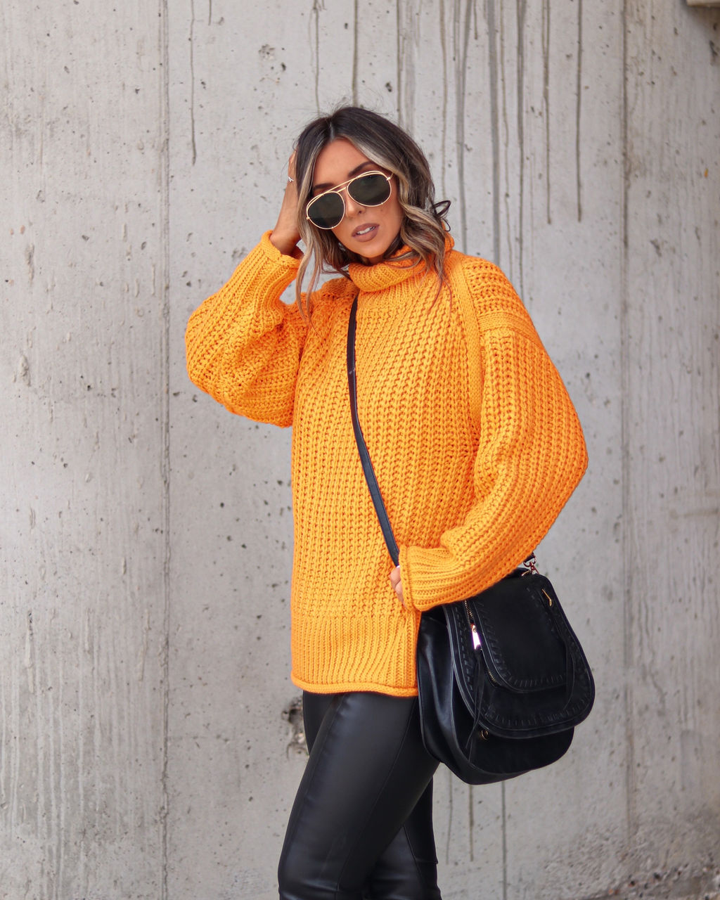 Connie Turtleneck Knit Sweater - Tangerine