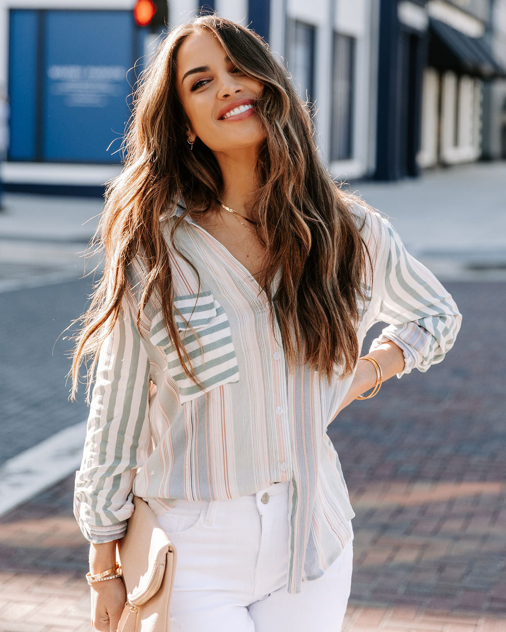 Cultivate Striped Button Down Top