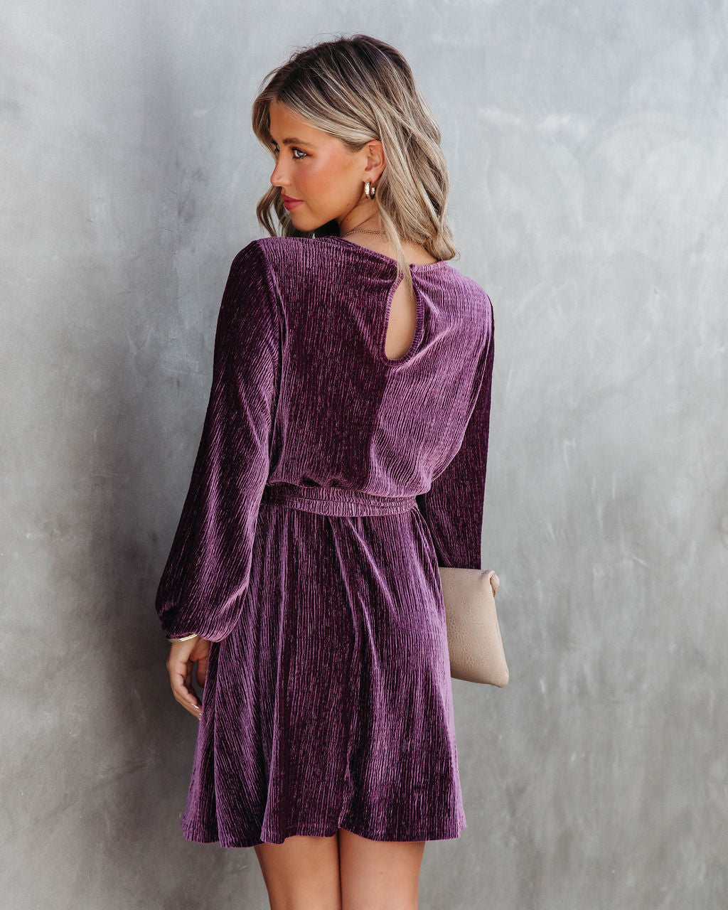 Harlyn Velvet Tie Dress - Wine