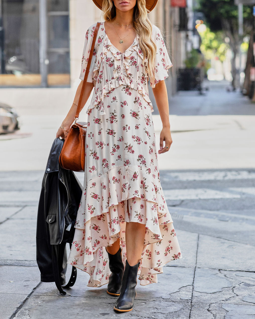 Napa Affairs Floral Ruffle Midi Dress - FINAL SALE