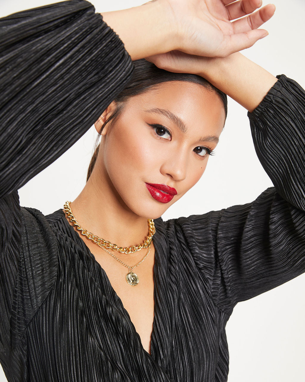 Beyond Imagination Plisse Wrap Mini Dress - Black