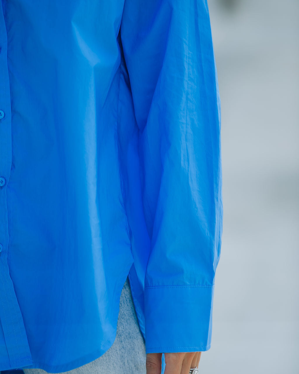 Leslie Button Up Cotton Top - Blue - FINAL SALE