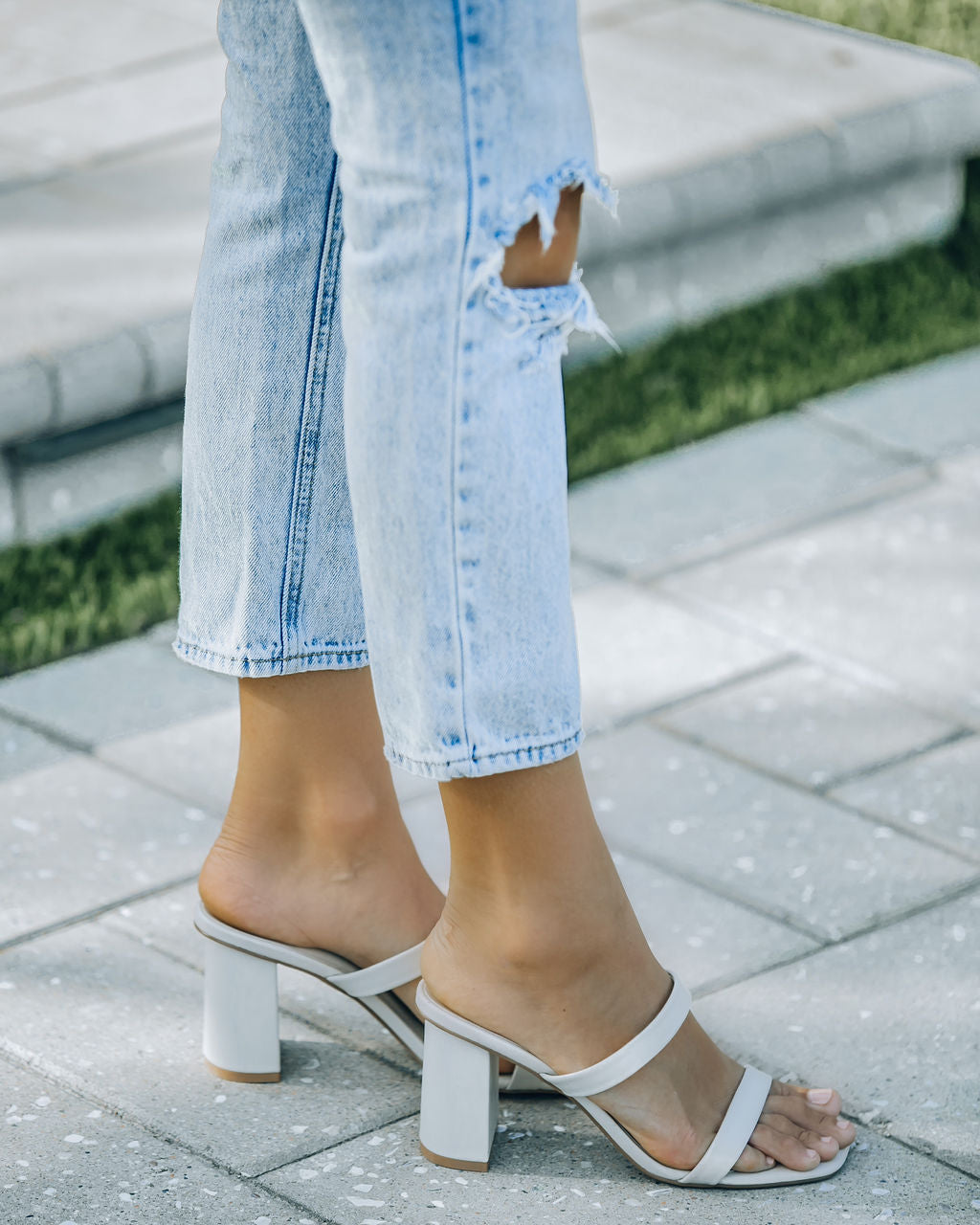 Raye Block Heeled Sandal - Beige - FINAL SALE