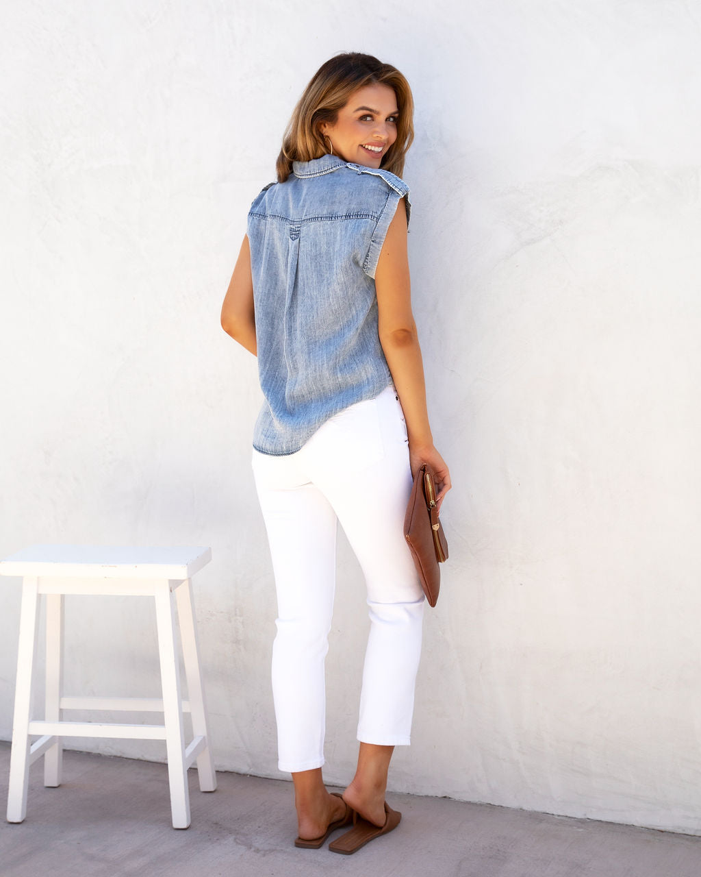 Prescott Chambray Button Down Top - FINAL SALE