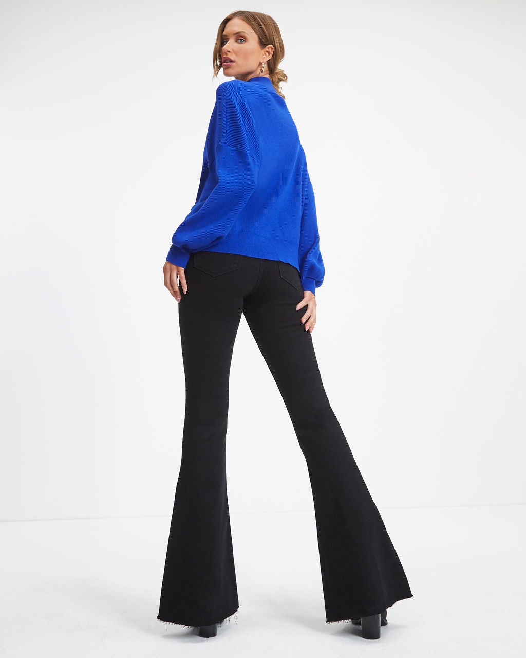 Russ Mock Neck Ribbed Sweater - Cobalt