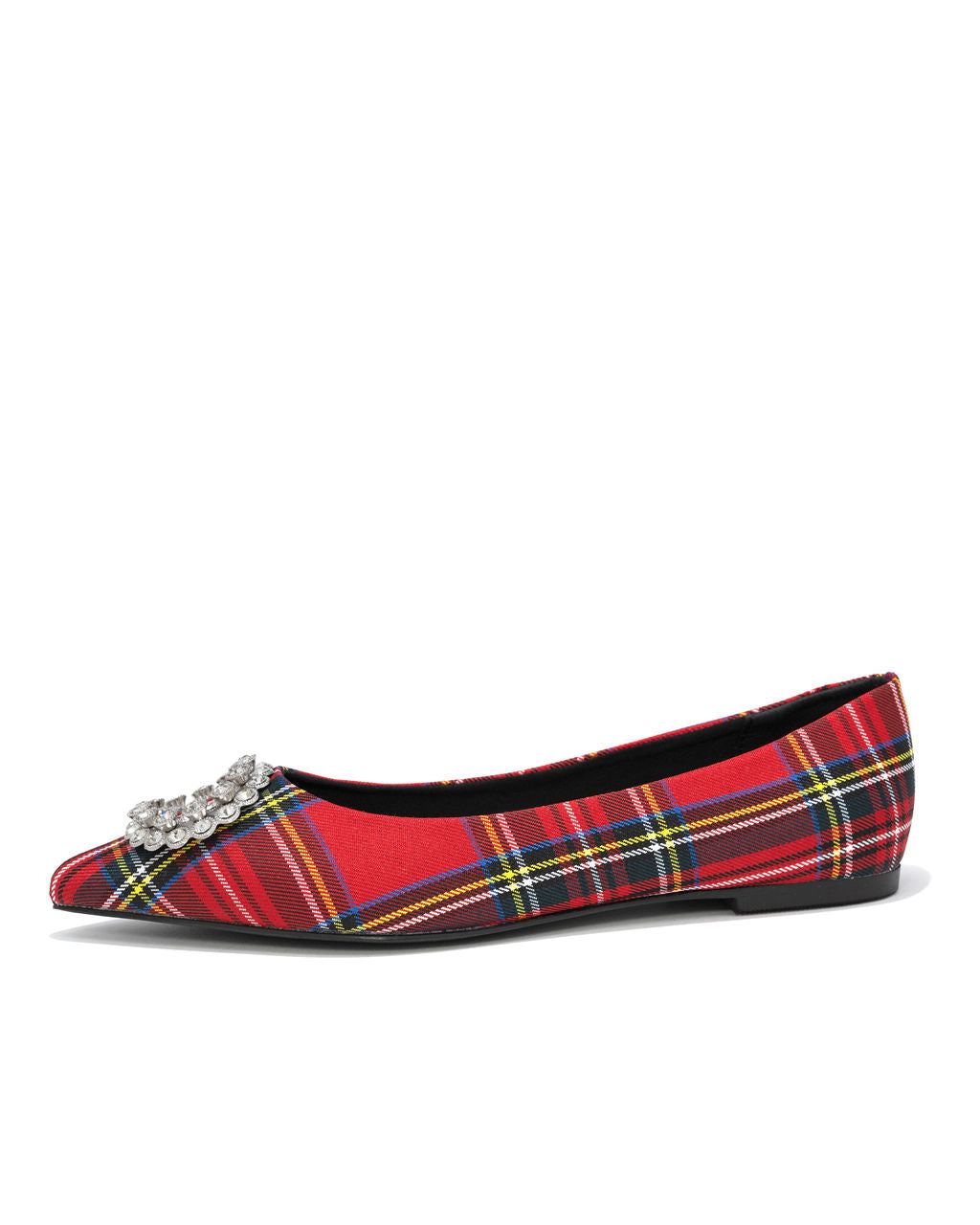 Carol Embellished Plaid Flats - Red