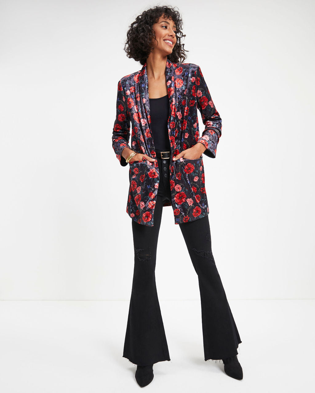 One Final Rose Pocketed Velvet Blazer - FINAL SALE