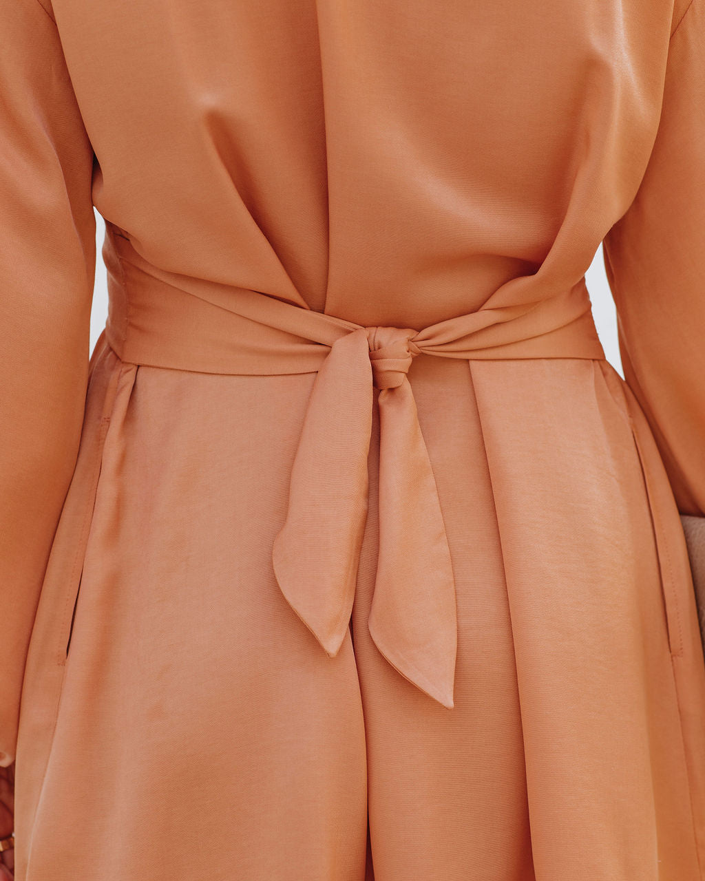 Karsan Pocketed Plunge Mini Dress - Dusty Peach