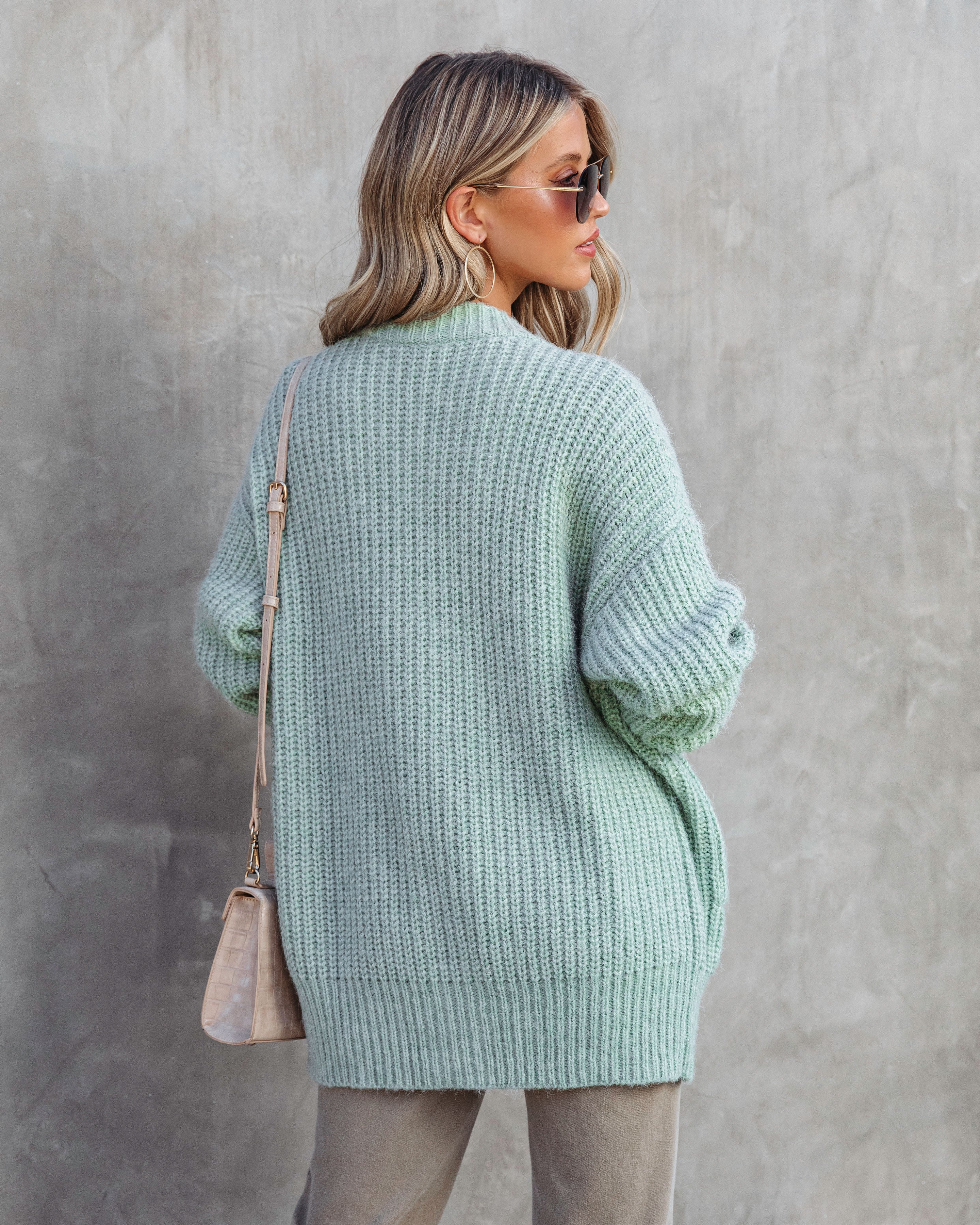 Moving On Pocketed Knit Cardigan - Seafoam