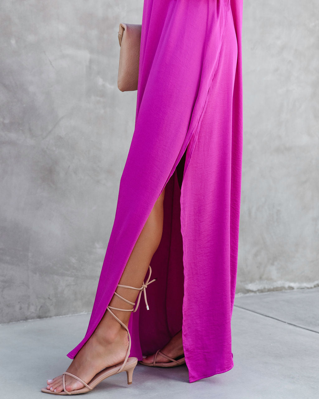 Gala Affair Satin One Shoulder Maxi Dress - Orchid