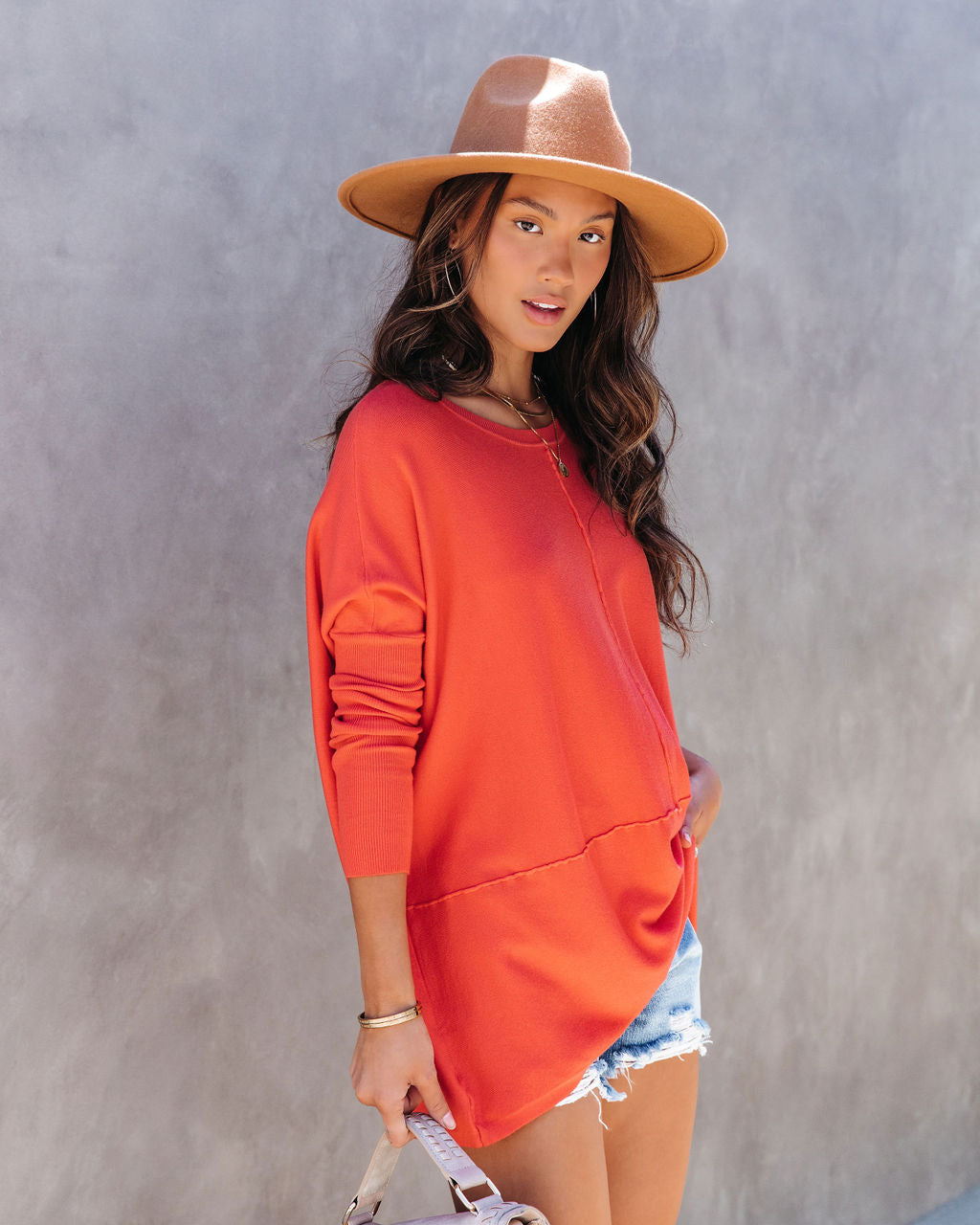 Rina Knit Sweater - Coral - SALE