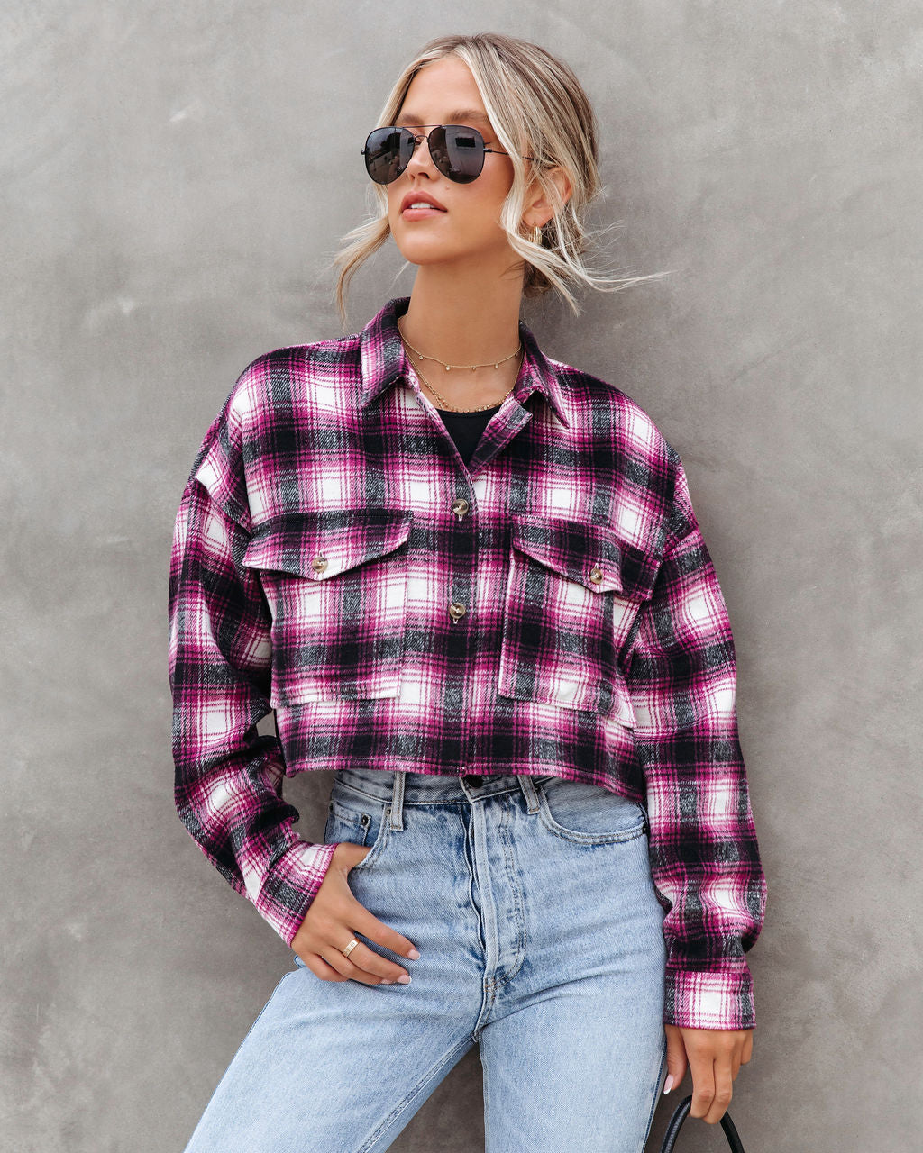 Luke Pocketed Plaid Fringe Jacket
