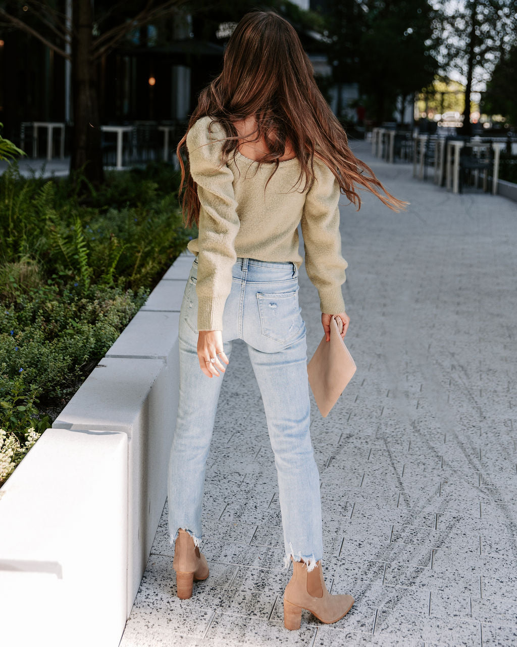 Arianna Knit Puff Sleeve Sweater - Sage