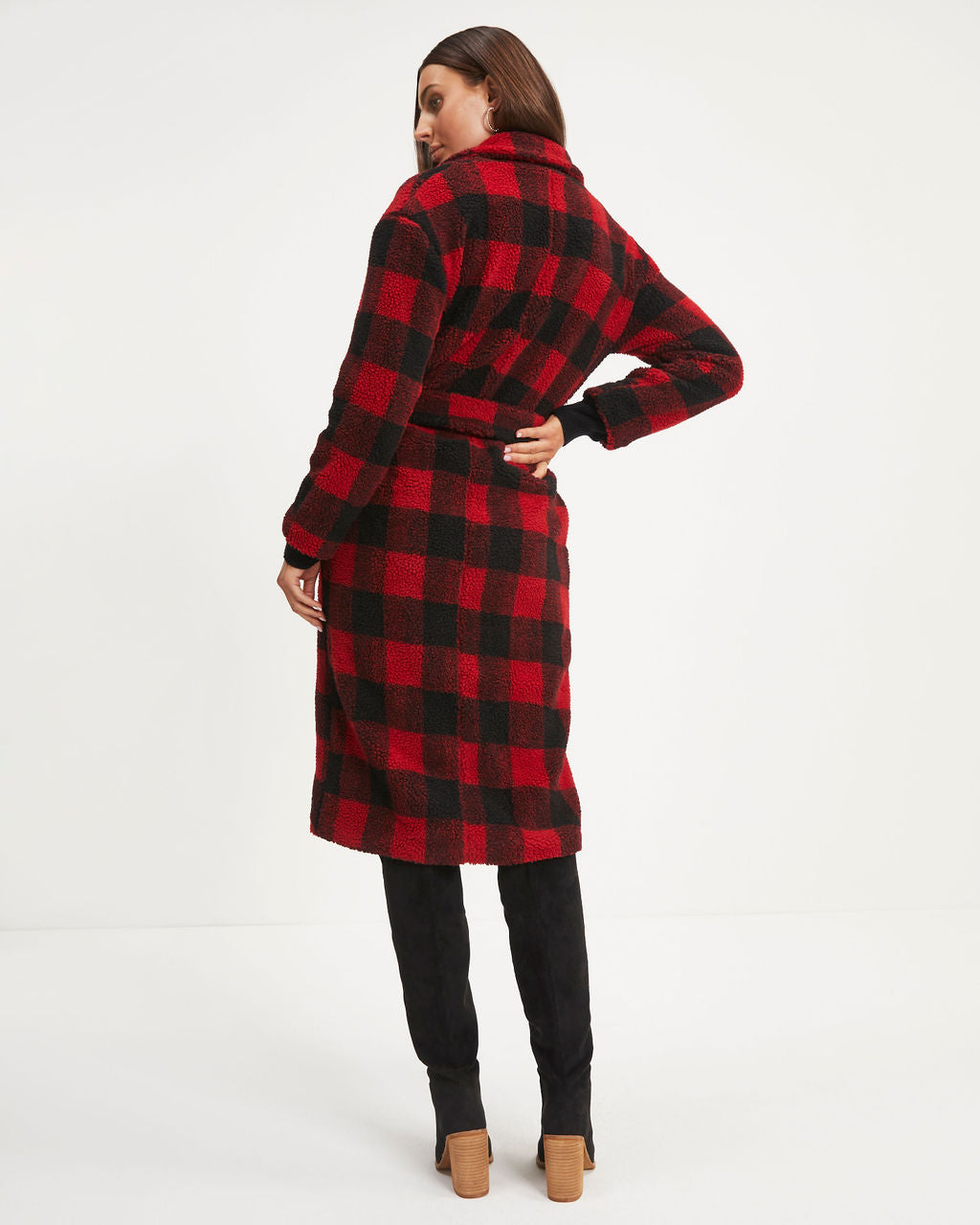Cabin Fever Teddy Pocketed Coat - Red