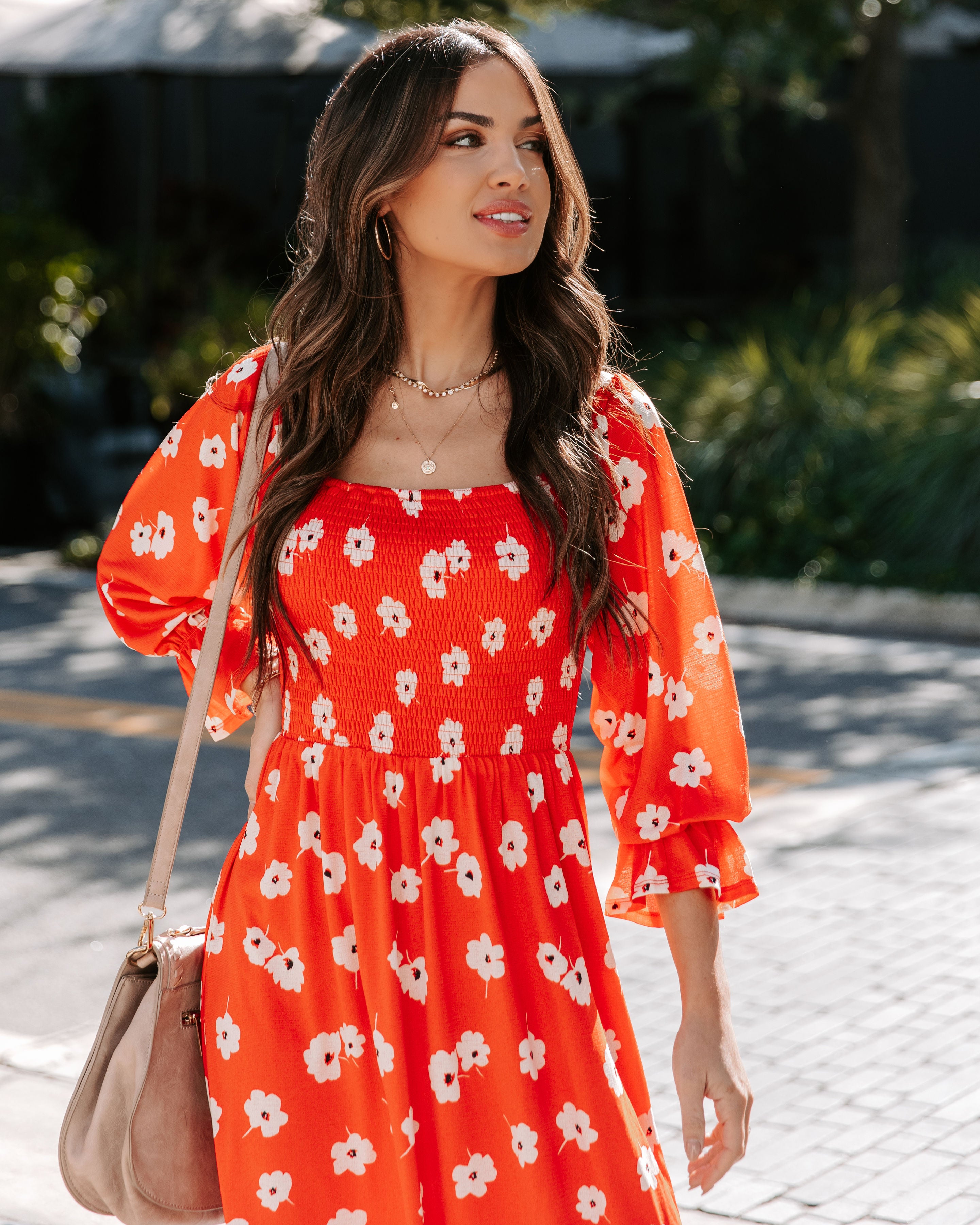 Poppy Girl Floral Smocked Midi Dress